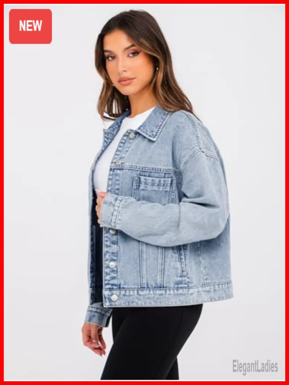 Oversized Denim Jacket Long Sleeve Button Down 80s Vintage 90s Y2K Trendy